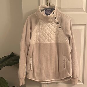 Abercrombie & Fitch Asymmetrical Fleece Quilted Sweater Beige/White- size S